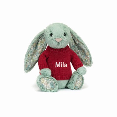 Jellycat Blossom Sage Bunny with Red Jumper USA | 28590QEML